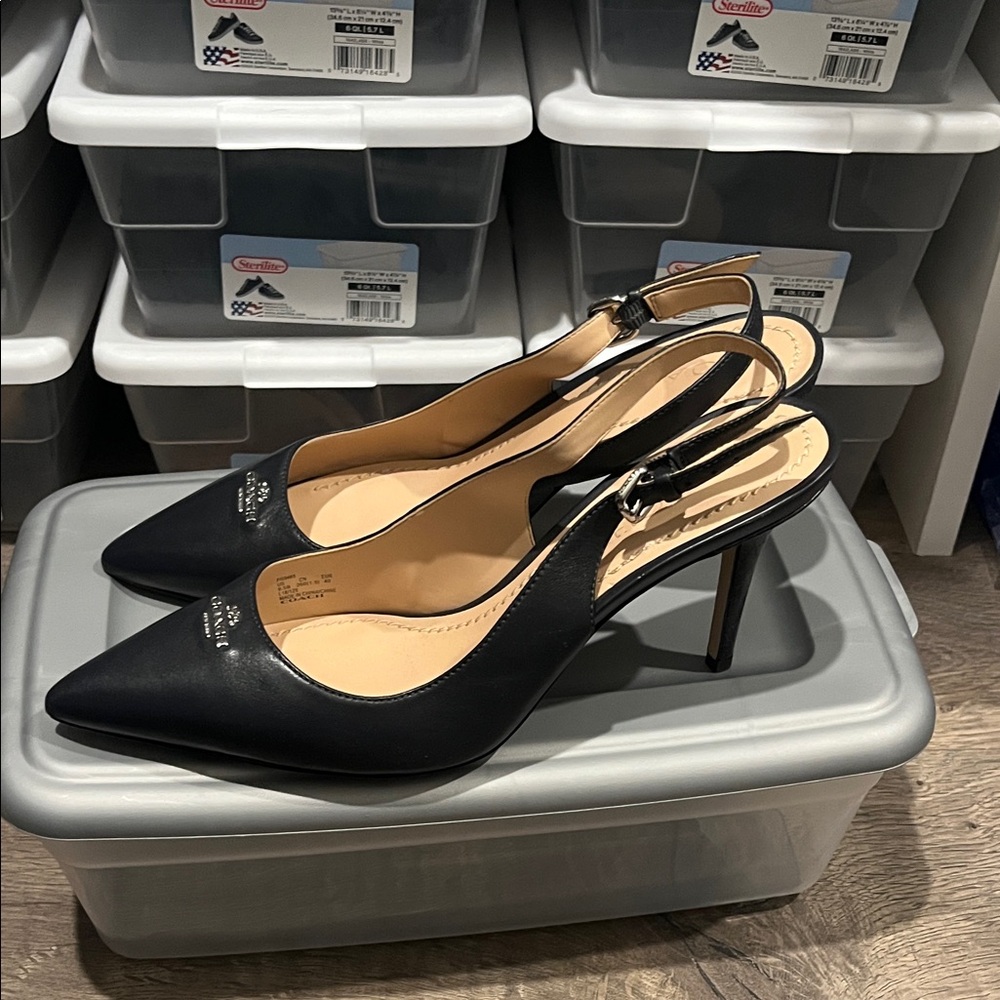 Coach Leather Pointed Toe Slingback Heels - Dark Blue - Picture 4 of 4